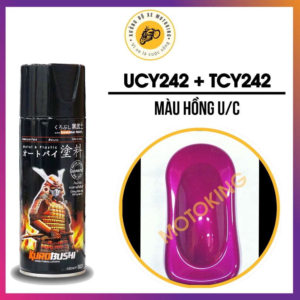 Combo Combo sơn samurai hồng ánh kim UC+TCY242  loại 2K chuẩn quy trình độ bền 5 năm gồm 2K04 - UCY242 - TCY242 -2k01