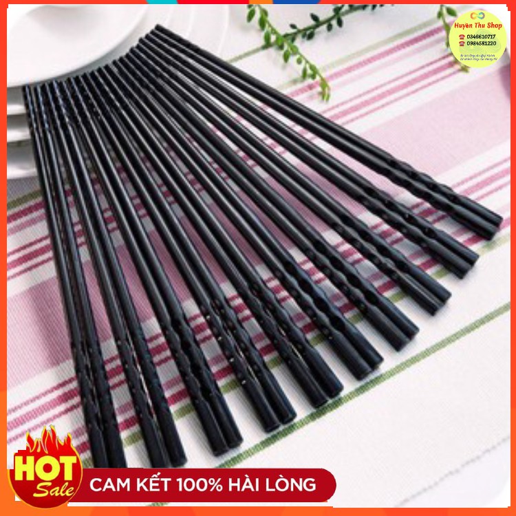 Vỉ 10 đôi đũa phíp nhựa đen - đũa melamine kháng khuẩn