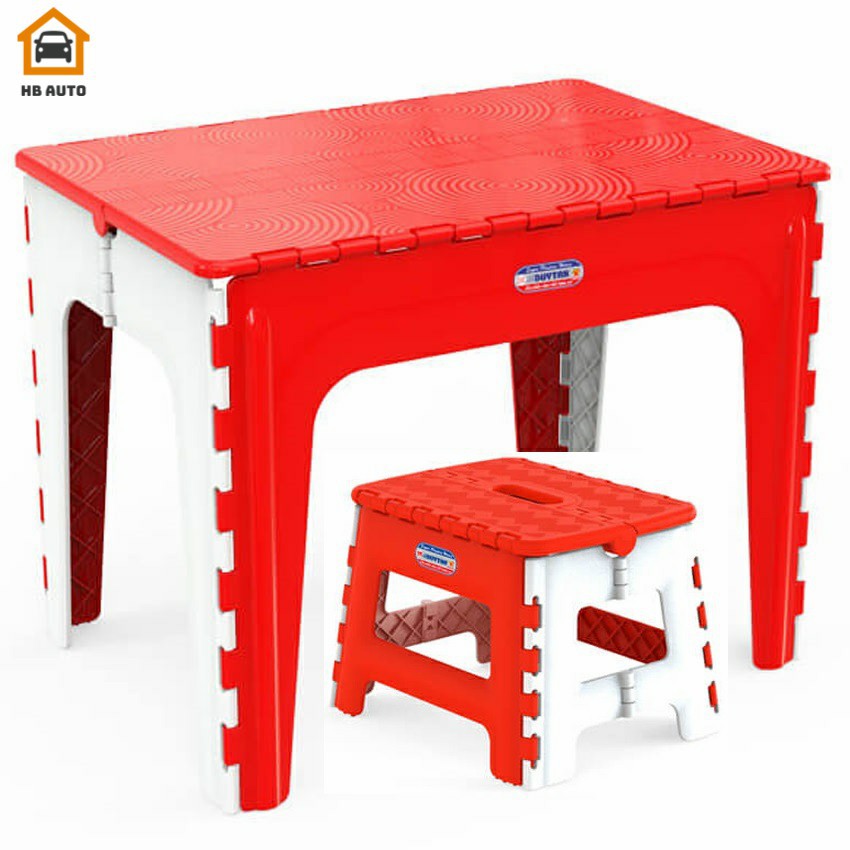 Bộ Bàn Xếp Duy Tân (65 x 45 x 50 cm) và Một Ghế Lùn Xếp Duy Tân (29.6 x 24 x 21.4 cm)