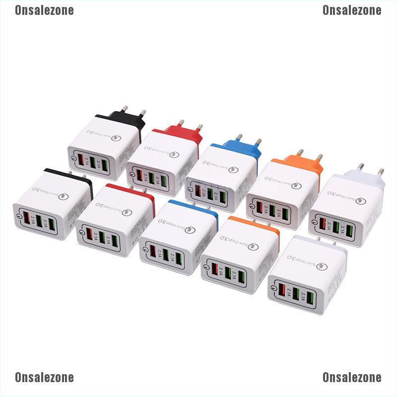 Bộ Chia 3 Cổng USB QC3.0 Phích Cắm US EU