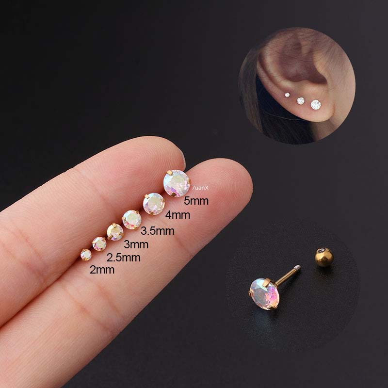 1 khuyên tai dạng thanh tạ đính đá zircon sành điệu cho nữ