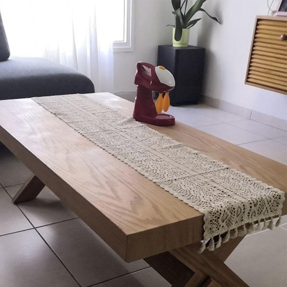 YIYU Khăn Trải Bàn Ăn Phối Ren Và Tua Rua Thời Trang Ốp