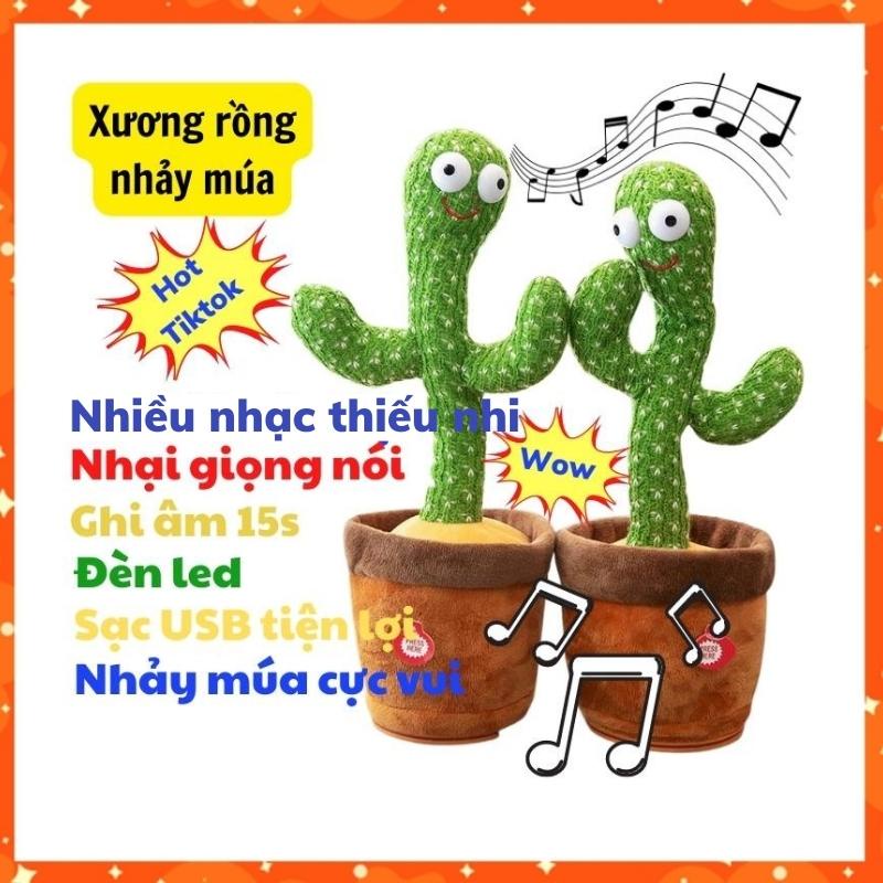 Xương rồng nhảy múa nhại giọng vui nhộn nhiều nhạc thiếu nhi sạc pin có đèn led