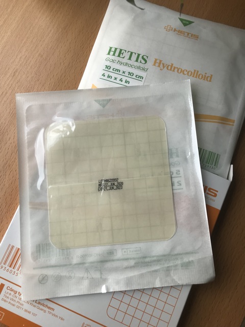 Gạc Hydrocolloid HETIS Hydrocolloid size 10x10cm (Hộp 5 miếng)