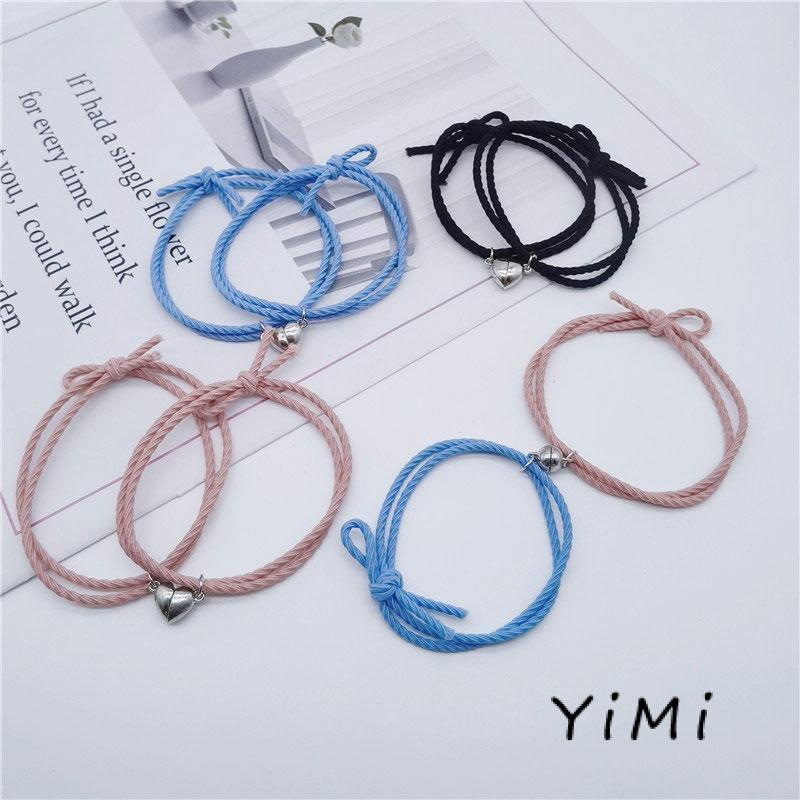 ️Vòng đeo tay bện với khóa từ tính trái tim cho nam và nữ