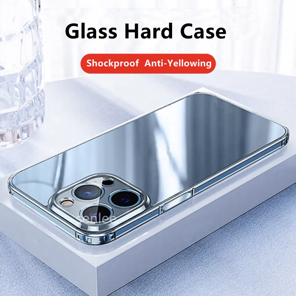 Ốp Điện Thoại Kính Cường Lực Cứng Trong Suốt Ốp Lưng Cho iPhone 14 Pro Max 14 plus 13 Pro max 12 11 Pro XS Max 13 Mini X XR 7 8 Plus SE2020