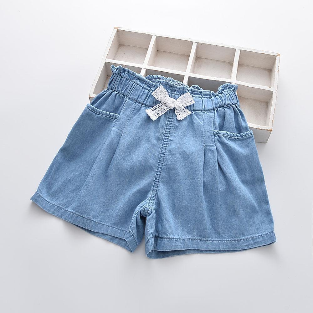 Quần Short Denim Mỏng Mùa Hè Phong Cách Nhật Hàn Có 5 Điểm Cho Bé Gái Hàng Mới