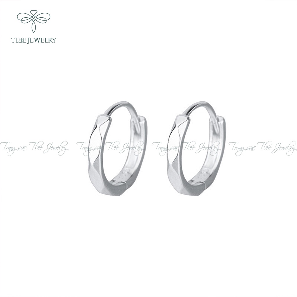 Khuyên tai bạc TLEE tròn trơn bản dày phay bắt sáng trendy NCJ B0133