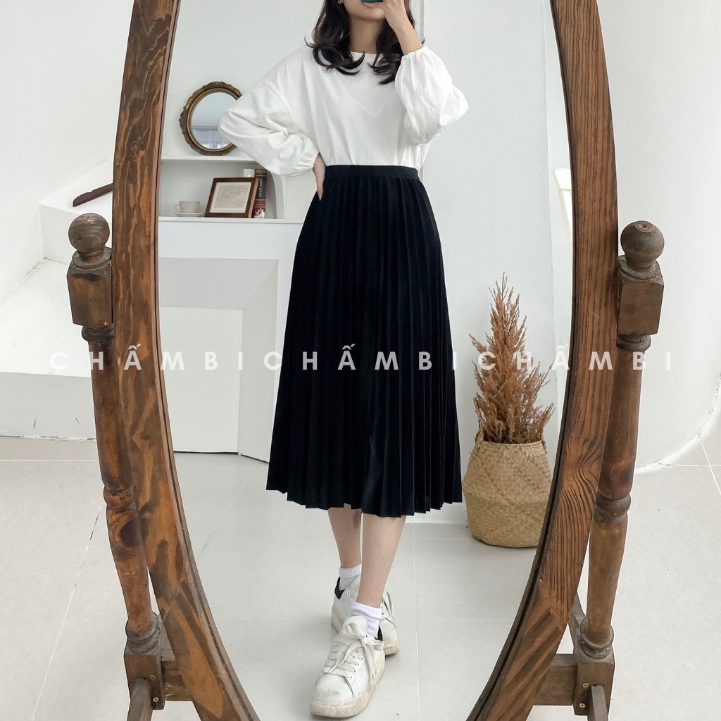 Chân Váy Midi Trơn Xếp Ly Dáng Dài Nhiều Màu Cực Xinh Freesize<58kg - CV.008 | BigBuy360 - bigbuy360.vn