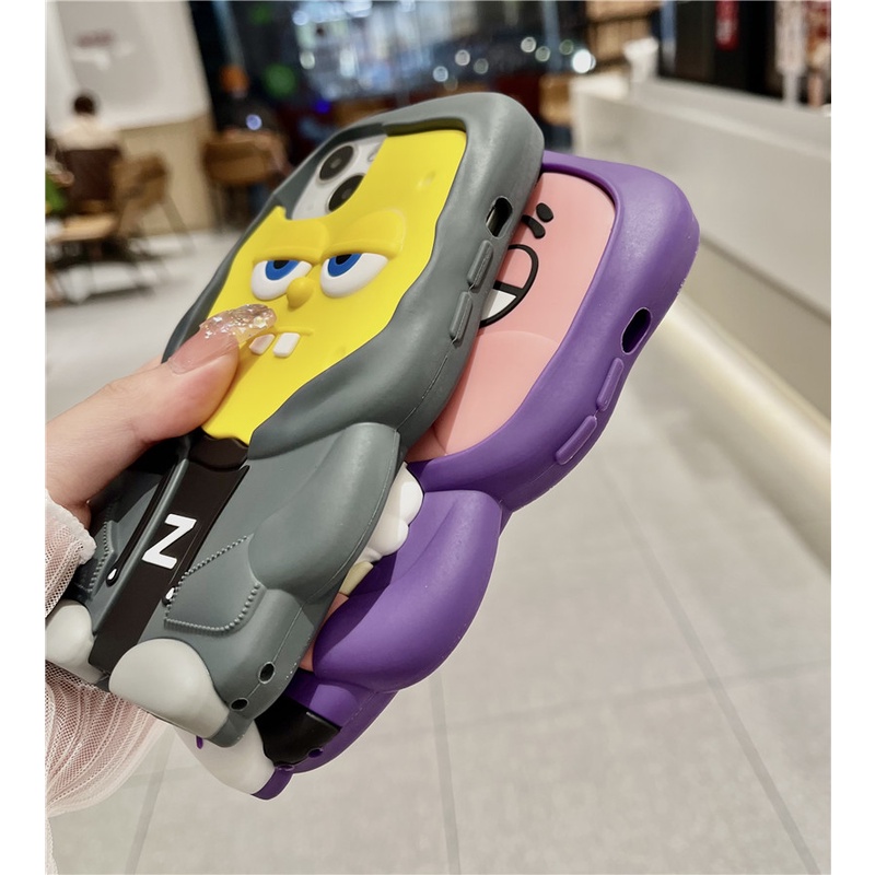 Ốp Điện Thoại Silicon In Hình SpongeBob 3D Dễ Thương Cho iPhone 14 13 12 11 Pro Max XR X XSMAX