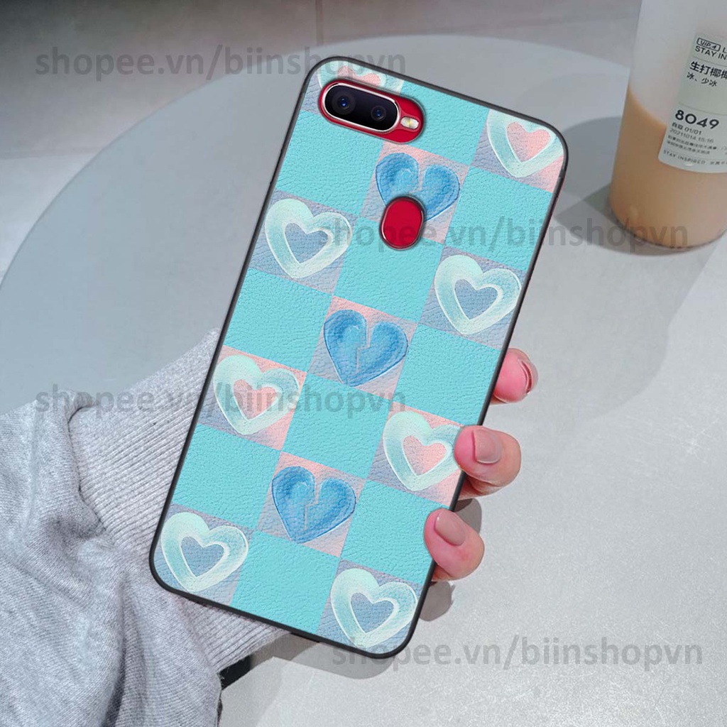 Ốp Oppo A5s / A7 / F9 / A12 caro trái tim nhiều màu sắc, đầy cá tính, khẳng định phong cách