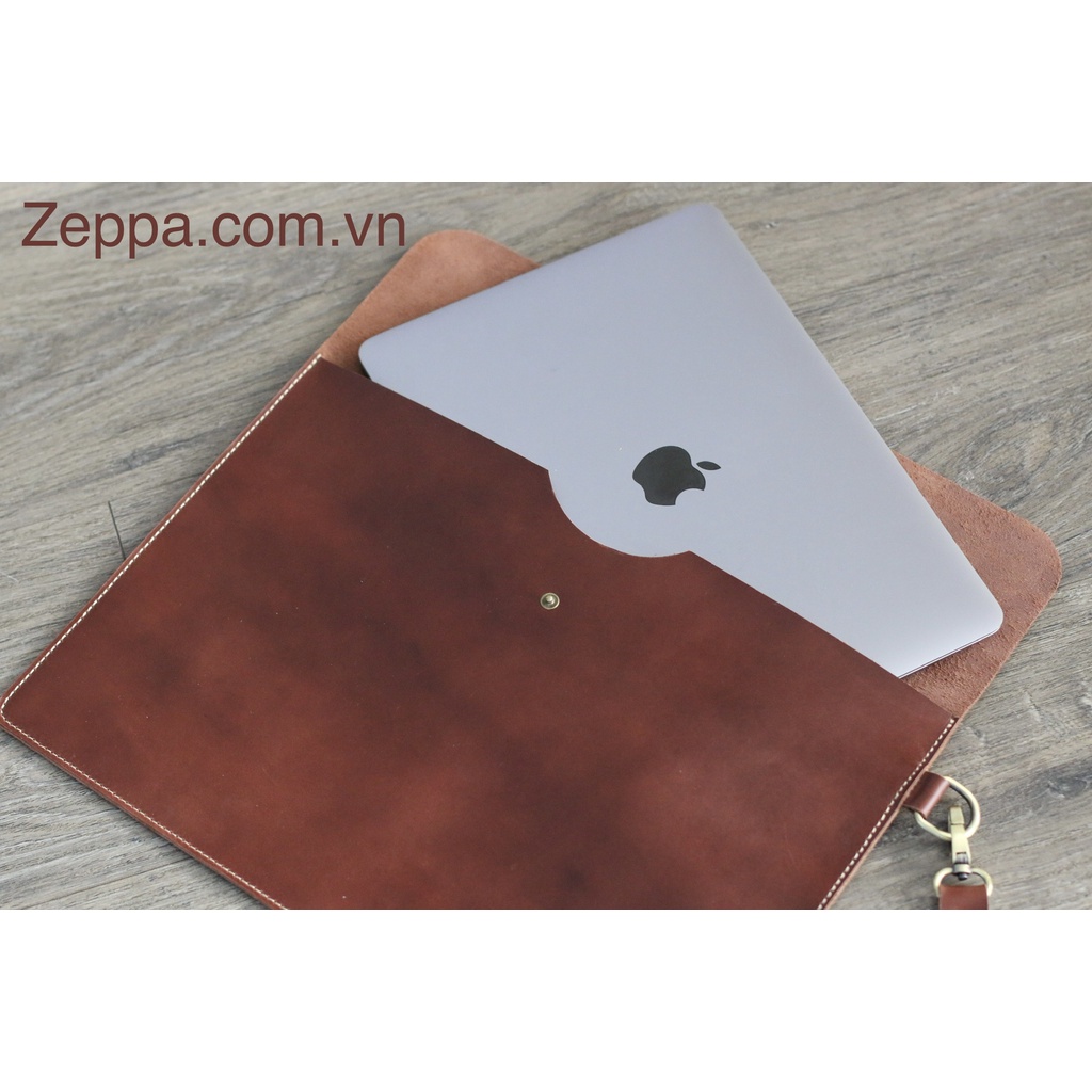 ZEPPA - Gian Hàng Chính Hãng - Túi Macbook - Màu Nâu Đỏ - Da Bò Thật 100% - MS: TNDP5