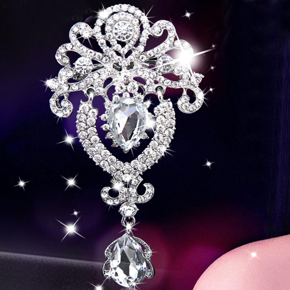 Trâm Cài Áo Hình Giọt Nước Màu Ngà Lấp Lánh Mới|Đầm Cô Dâu Kiểu Dáng Sang Trọng Thời Trang