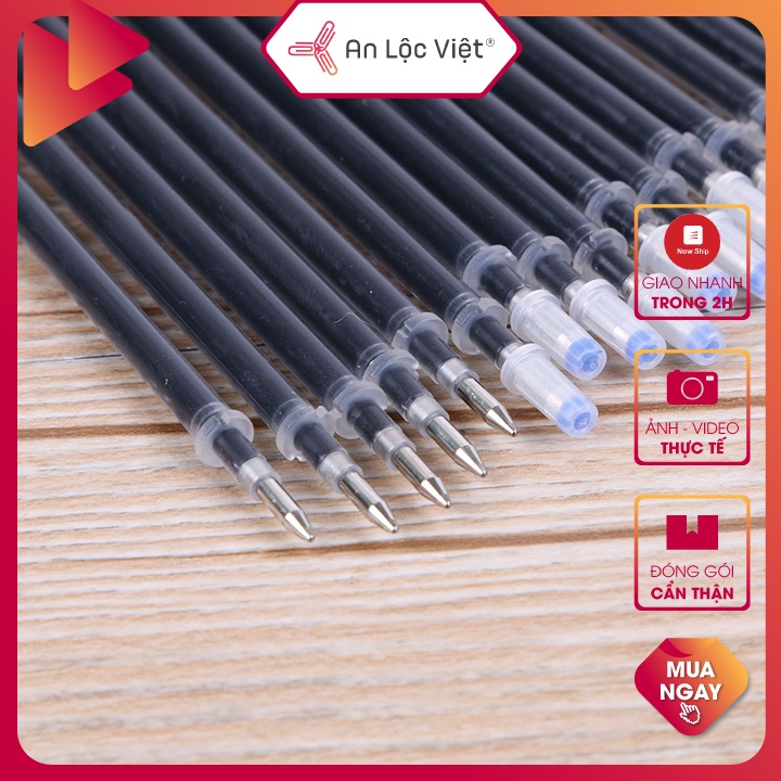 Set 20 ngòi Ruột Bút Bi Nước Gel 0.5mm Đầu Kim 3 màu Xanh - Đỏ - Đen