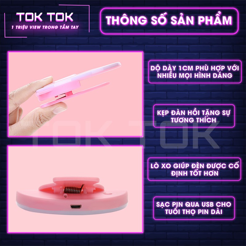 Đèn Selfie chụp ảnh trợ sáng điện thoại di động sạc pin tiện lợi – TOKTOK