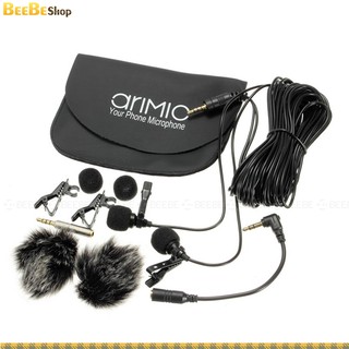 Cặp micro cài áo cho điện thoại và máy ảnh - arimic clip-on dual lavalier