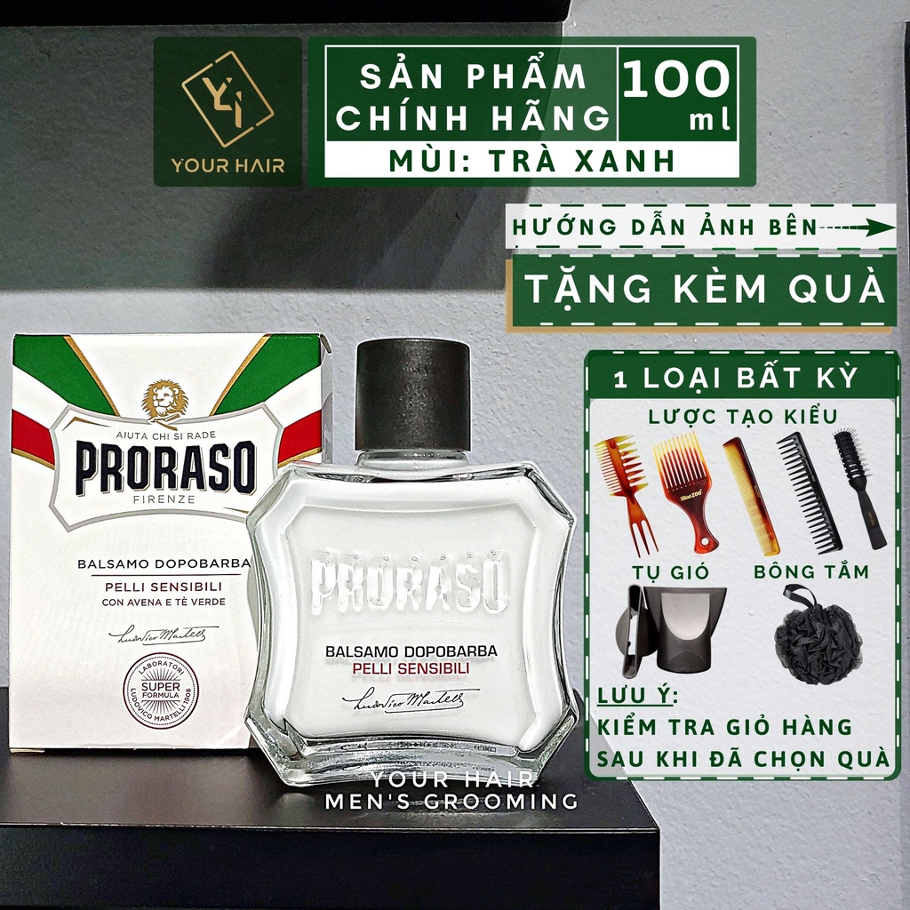 Dưỡng da sau cạo cho da nhạy cảm Proraso After Shave Lotion Sensitive Skin - 100ml | Mùi Táo, chanh | Aftershave