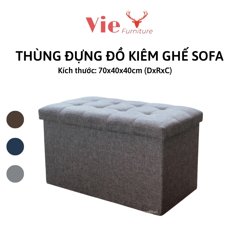 Ghế Sofa Gấp Gọn Size L VIE FURNITURE Hộp Đựng Đồ Khung Gỗ Bọc Vải Cao Cấp