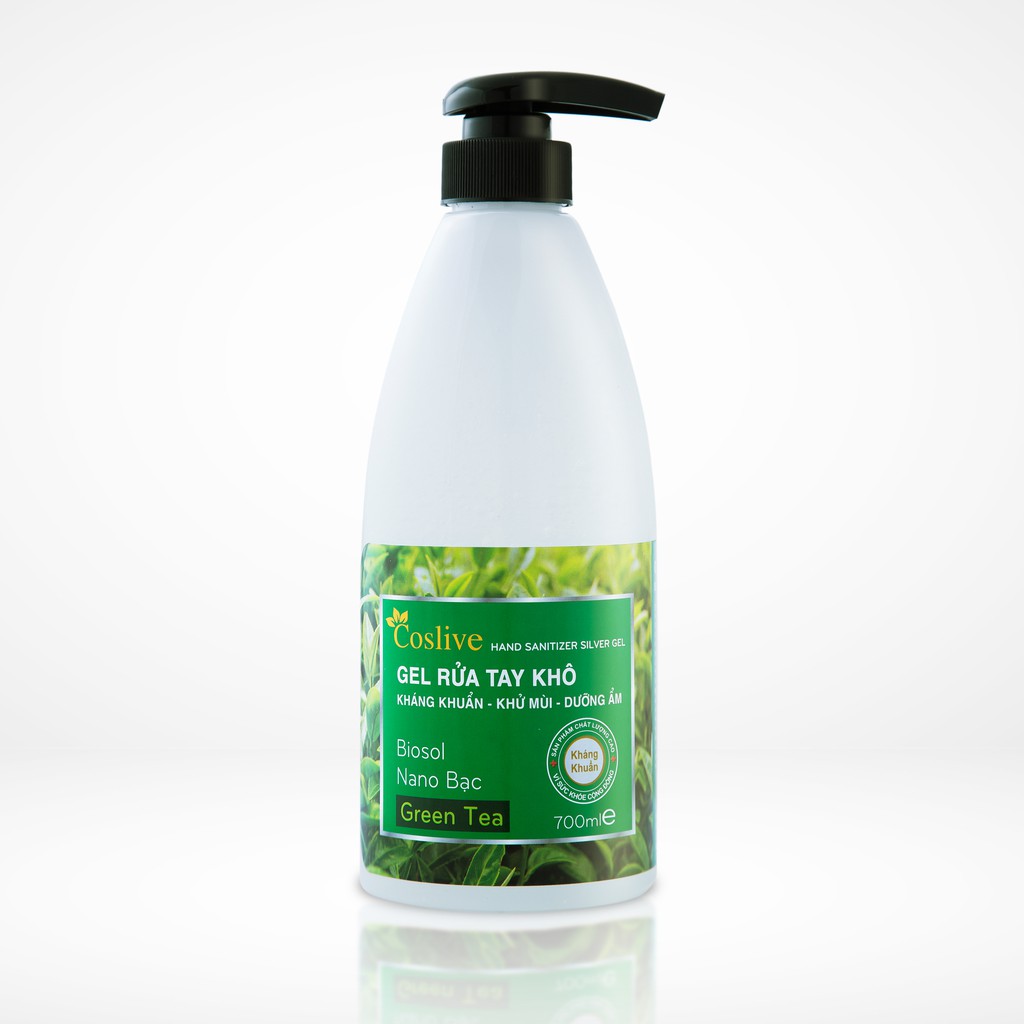 Gel Rửa Tay Khô Kháng Khuẩn Nano Bạc Tinh Chất Trà Xanh Thơm Dịu Chai Lớn Tiện Dụng