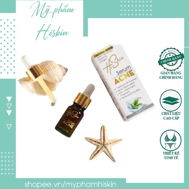 Serum Acne Hiskin 10Ml Ngăn Ngừa Mụn Hiệu Quả Cao, Chống V.iêm Da, Giảm Đau, Làm Mờ Vết Thâm Mụn Cho Làn Da Trắng Hồng