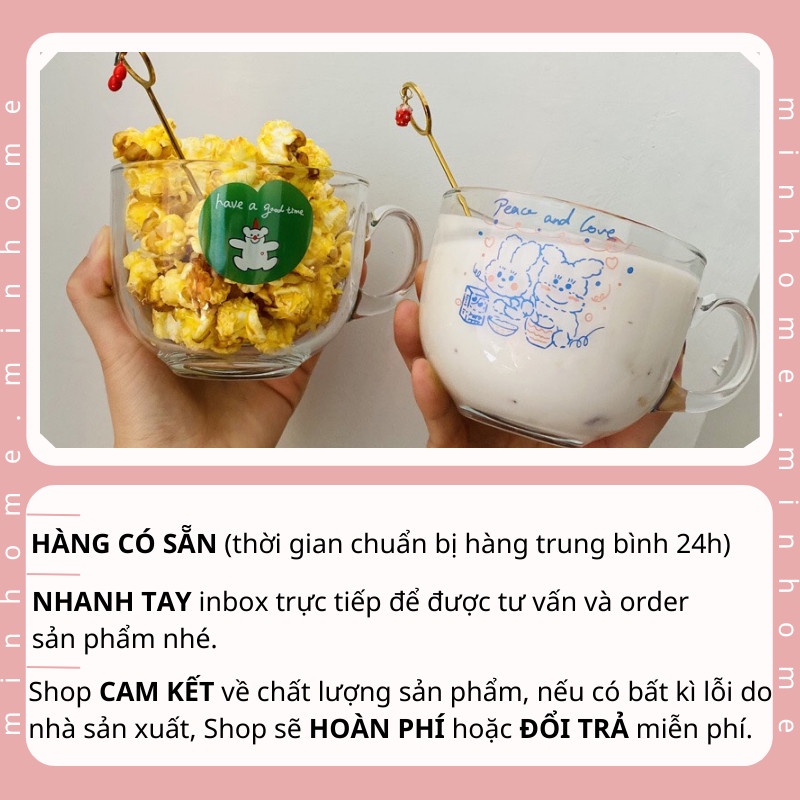 Cốc Thủy Tinh Chịu Nhiệt Hình Gấu Ngỗ Nghĩnh Dùng Uống Cafe Trà Sinh Tố Ly Thủy Tinh Giá Rẻ MinHome