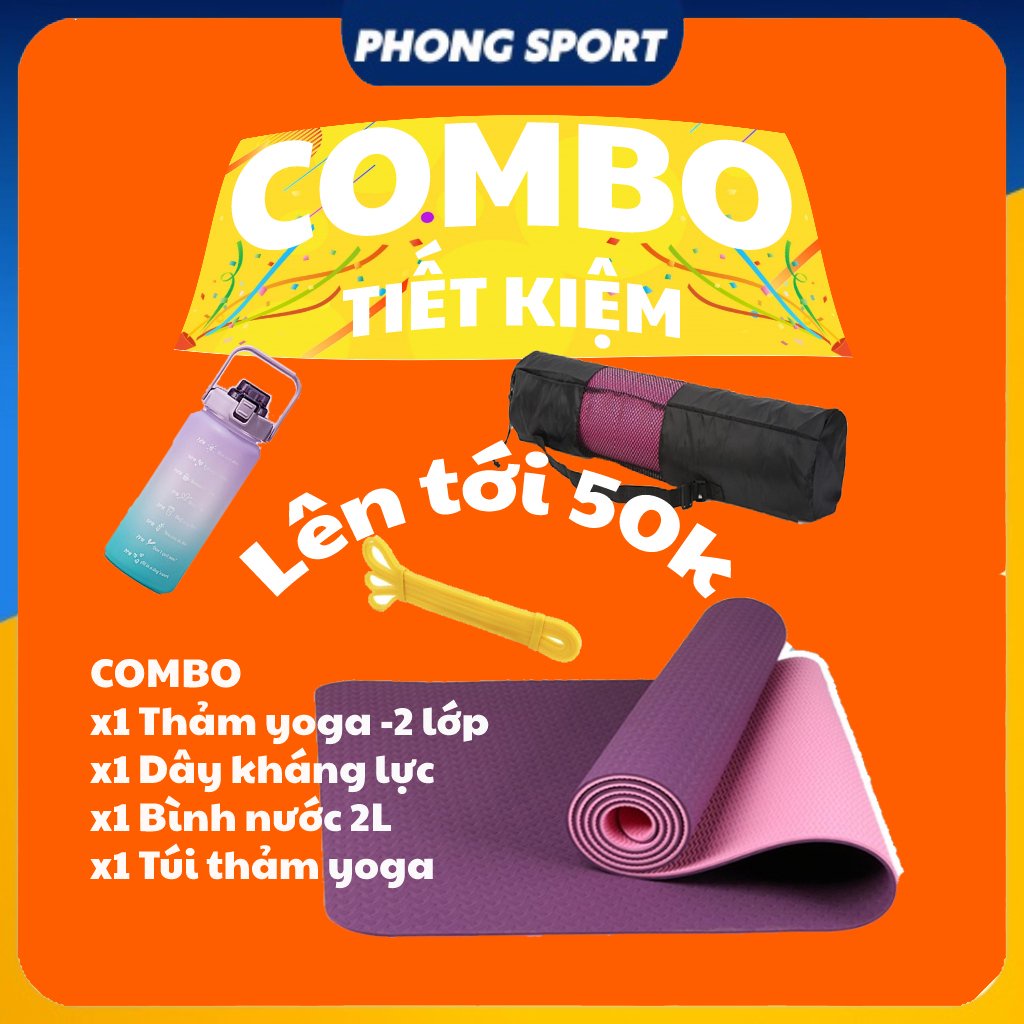 Thảm yoga COMBO BÌNH NƯỚC POWER BAND chống trượt dày 6mm-8mm cao cấp.