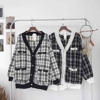 ( sẵn) Áo khóac dạ tweed mix len bao xinh + ảnh thật