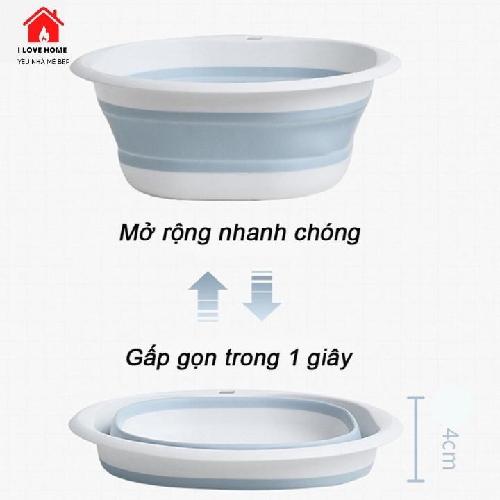 Chậu gấp gọn thau xếp gọn đa năng tiết kiệm không gian chất liệu nhựa slicon