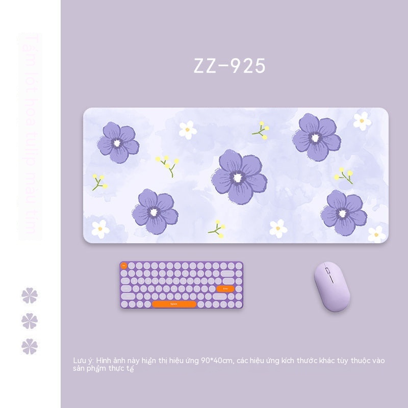 Thảm Lót Chuột Máy Tính Mềm Mại Hình Hoa Tulip Màu Tím Cỡ Lớn