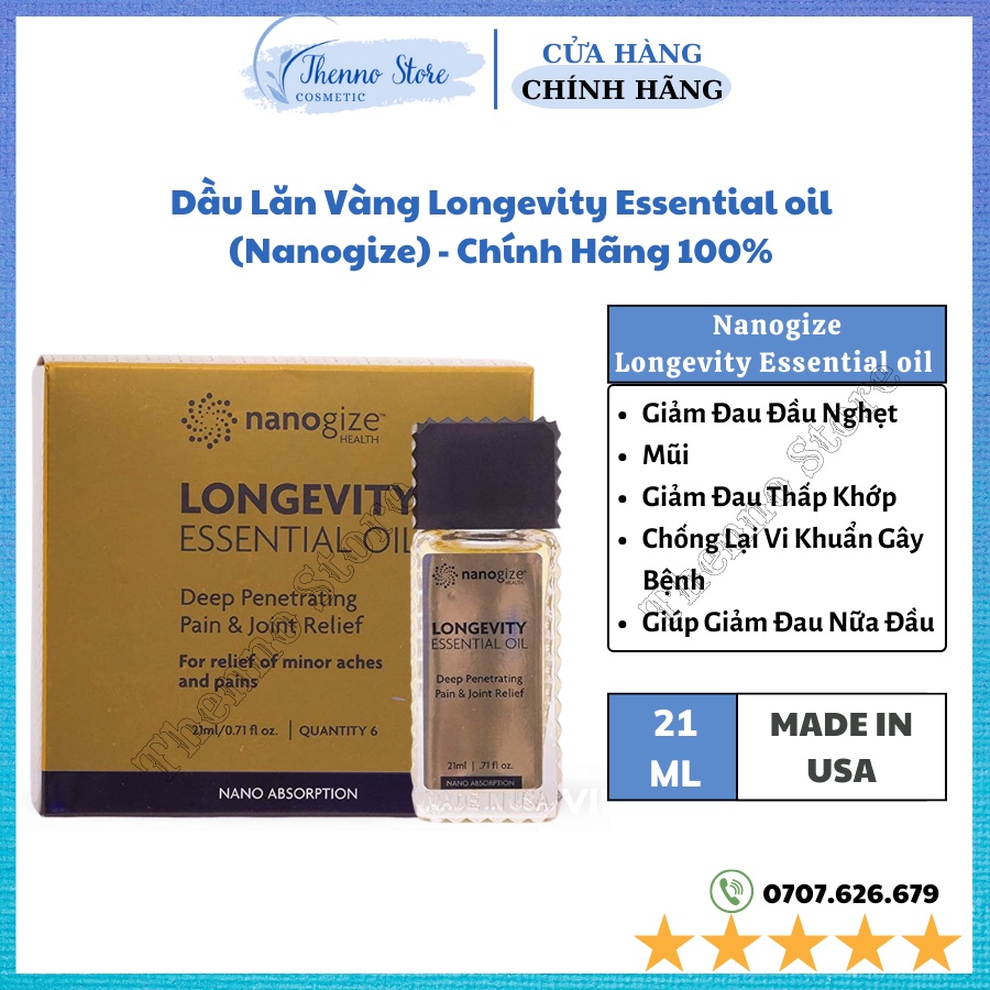 Dầu Lăn Vàng Longevity Essential oil  - Chính Hãng 100%