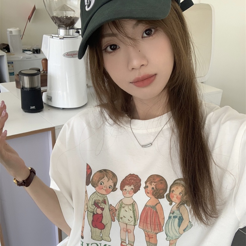 NRVP Áo thun nữ ngắn tay in chữ phong cách Hàn Quốc