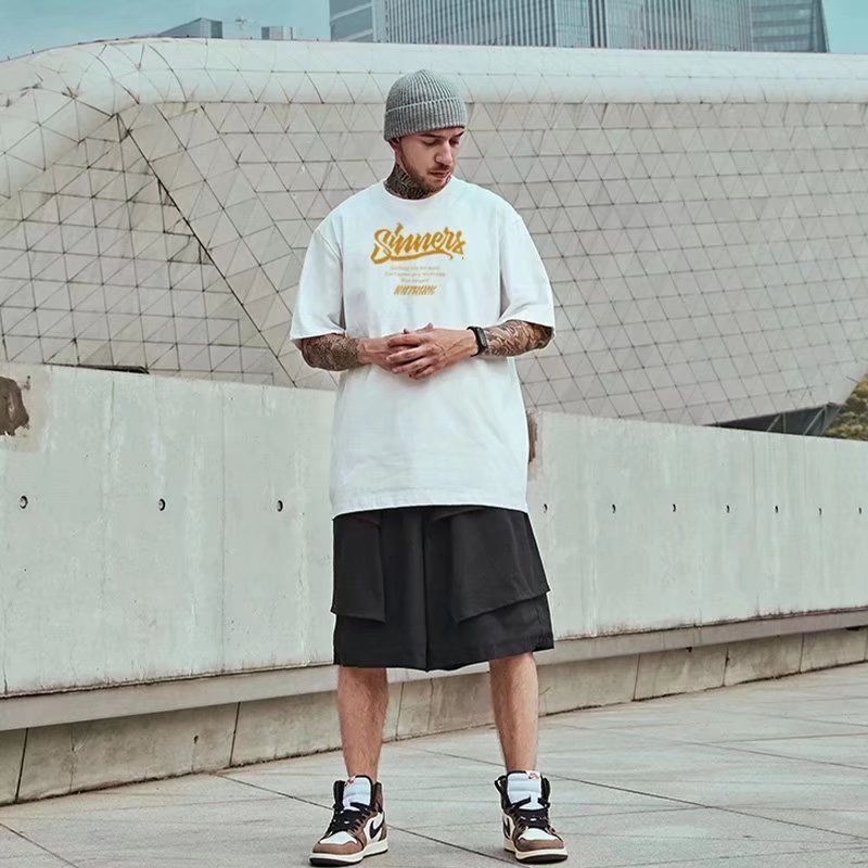 Áo Thun Tay Ngắn Dáng Rộng In Chữ Phong Cách Hip Hop Hàn Quốc Thời Trang Mùa Hè Cho Nam Và Nữ Size M-8XL