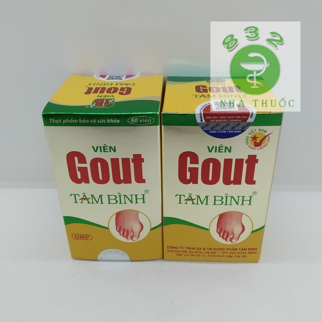 VIÊN GOUT TÂM BÌNH hỗ trợ giảm triệu chứng đau do gút lọ 60 viên