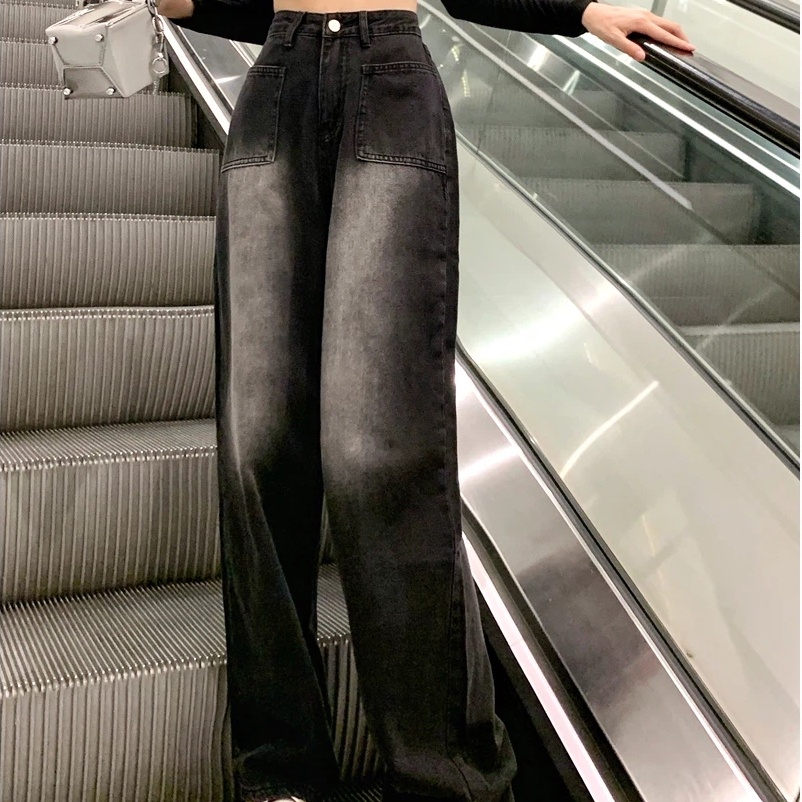 Quần Jeans Nữ Lưng Cao Ống Rộng Thời Trang Hàn Quốc Mới