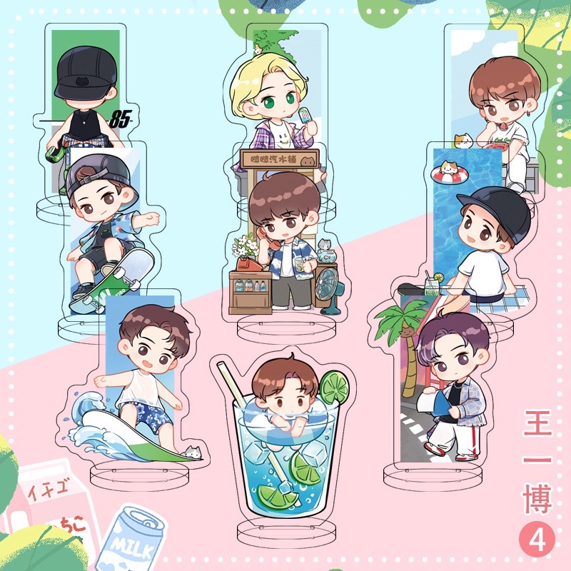Set 9 chiếc standee size mini in hình Vương Nhất Bác siêu cưng