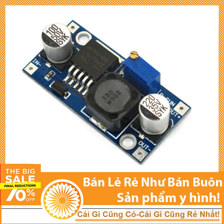 Module Hạ Áp Buck DC-DC LM2596 3A (Vào 4-35VDC Ra 1-30VDC)