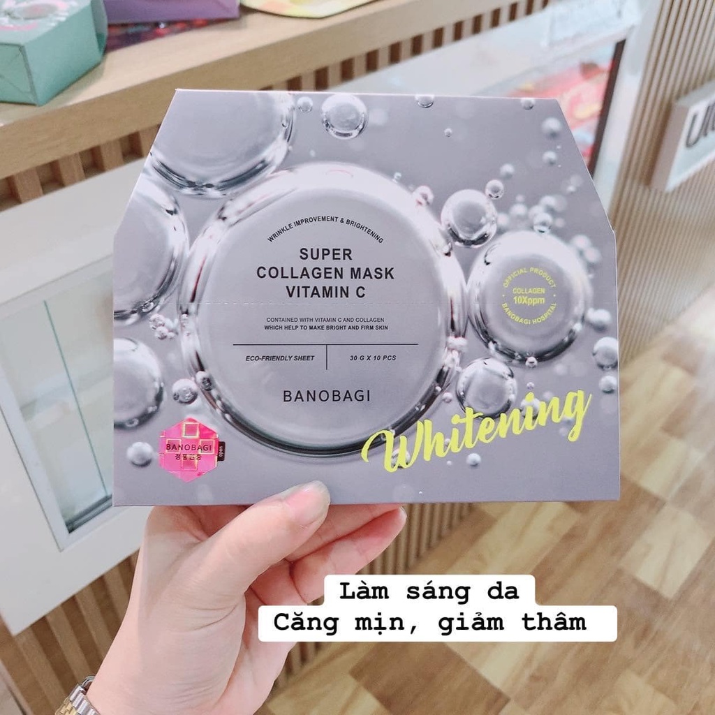 Hộp 10 Mặt Nạ Dưỡng Trắng Da Banobagi Super Collagen Vitamin C Whitening Mask 10x30ml