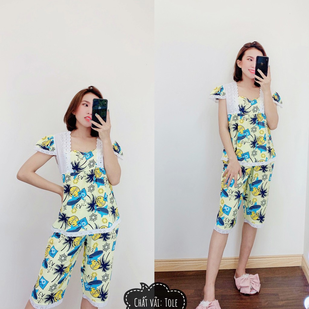 Đồ Bộ Nữ Lụa Tole Cao Cấp Pijama Áo Ngắn Quần Lửng Cực Xinh | BigBuy360 - bigbuy360.vn
