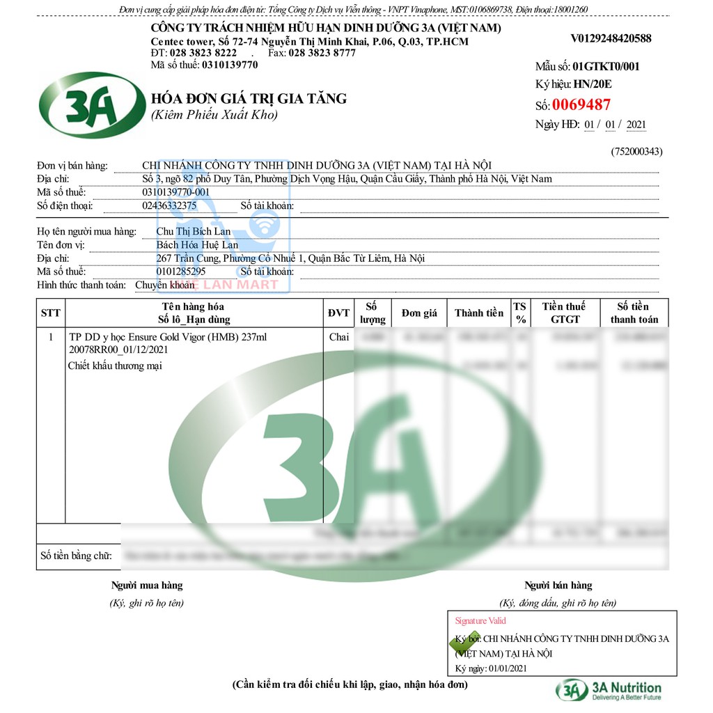 SỮA NƯỚC ENSURE GOLD VIGOR VANI 6 x 237ML