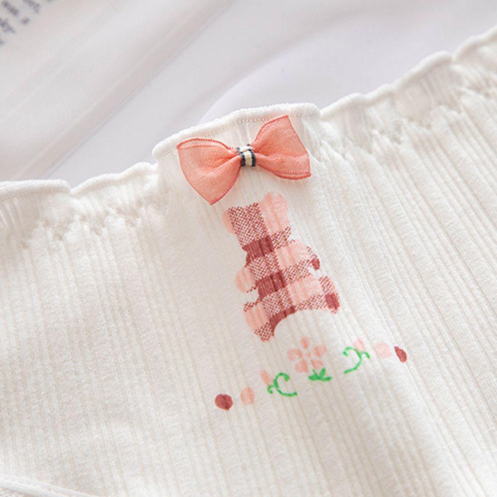 OCEANMAP Quần Lót Thoáng Khí Lưng Vừa In Họa Tiết Hoa Phối Nơ Xinh Xắn Cho Nữ