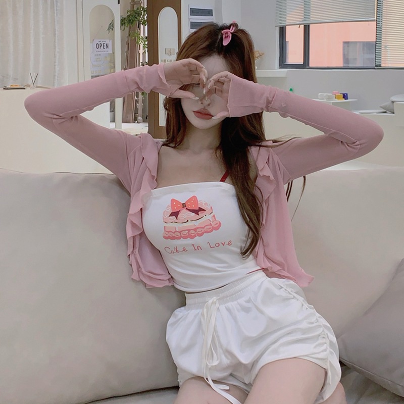 Áo Cardigan Dệt Kim Tay Dài Cổ Chữ V Màu Trơn Phong Cách Hàn Quốc Thời Trang Mùa Hè Cho Nữ