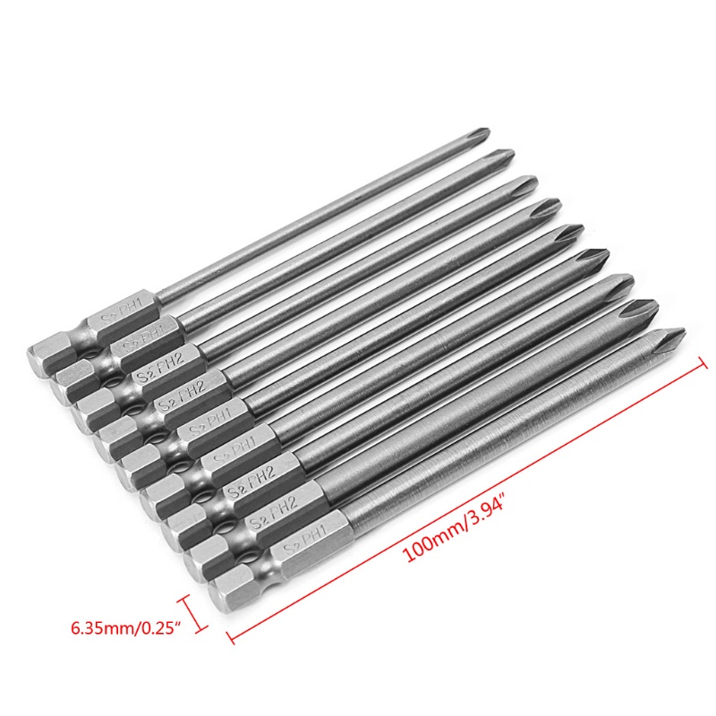 Bộ 9 Ốc Vít Lục Giác 1 / 4 '' 100mm S2 PH1 PH2 Chuyên Dụng