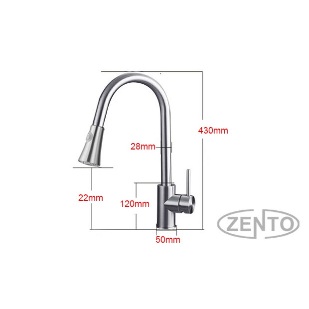 Vòi rửa bát nóng lạnh inox 304 Zento SUS5574 (Dây rút)