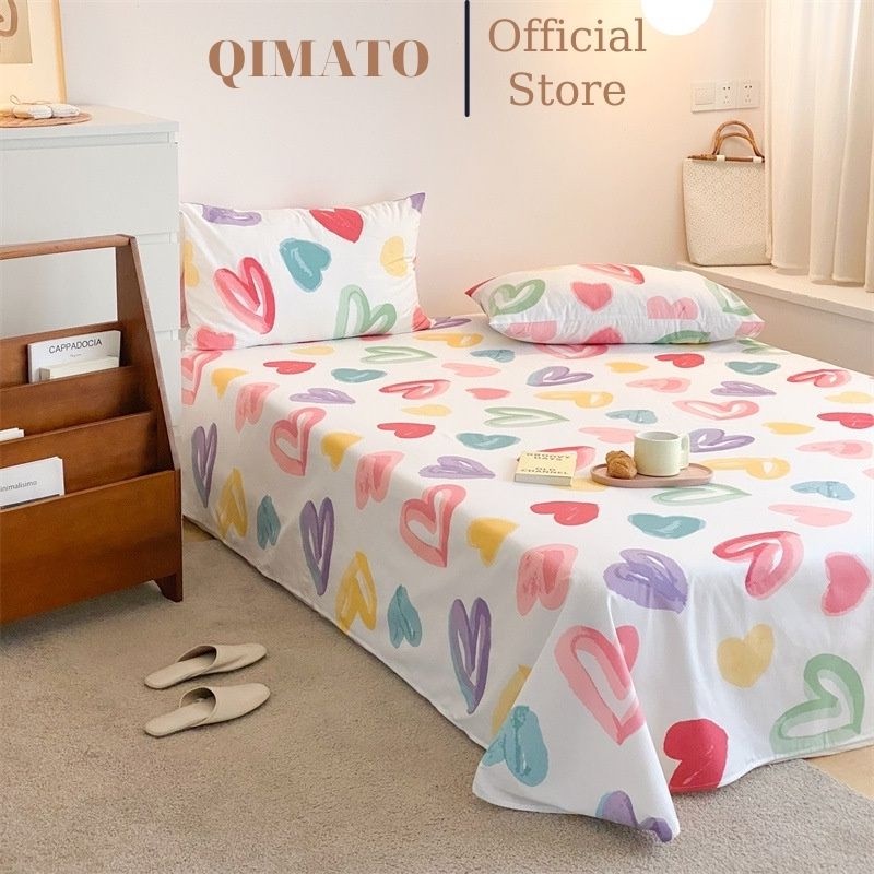 Ga gối cotton poly hình tim sắc màu thoáng mát chống ẩm mốc thấm hút QIMATO D1.114.M6