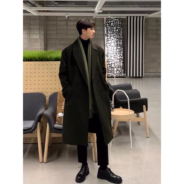 Áo dạ nam dáng dài Hàn Quốc chất đẹp dày mịn
