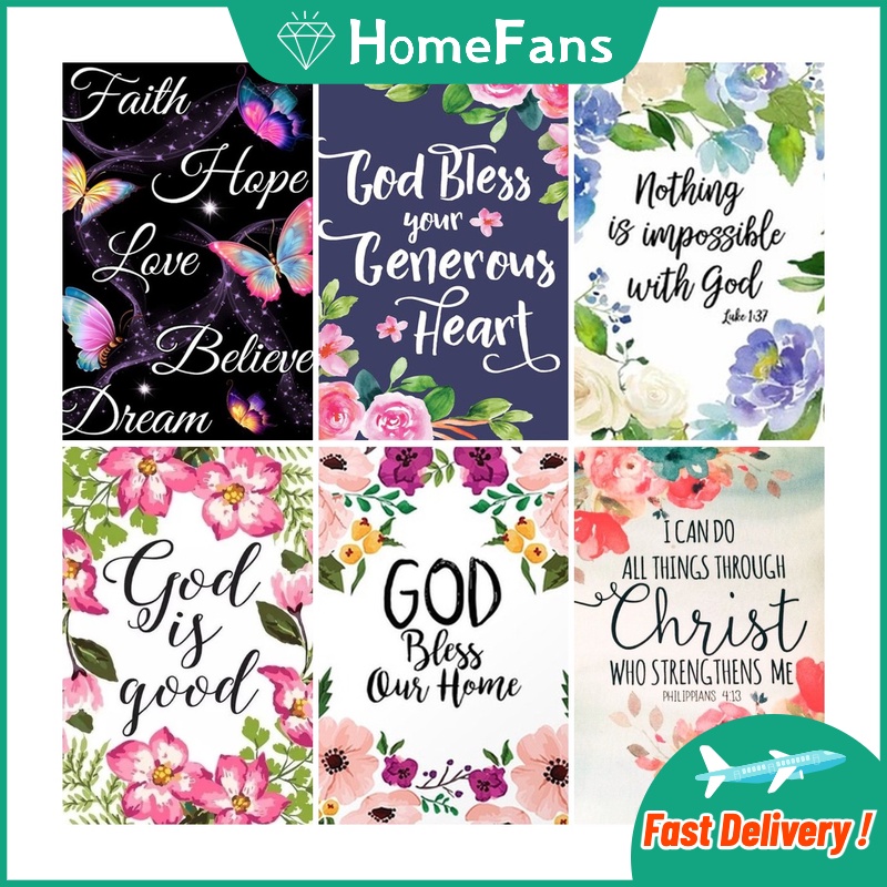 Bộ Tranh Đính Đá 5D Họa Tiết Chữ Độc Đáo Kích Thước 40x50cm Trang Trí Nhà Cửa