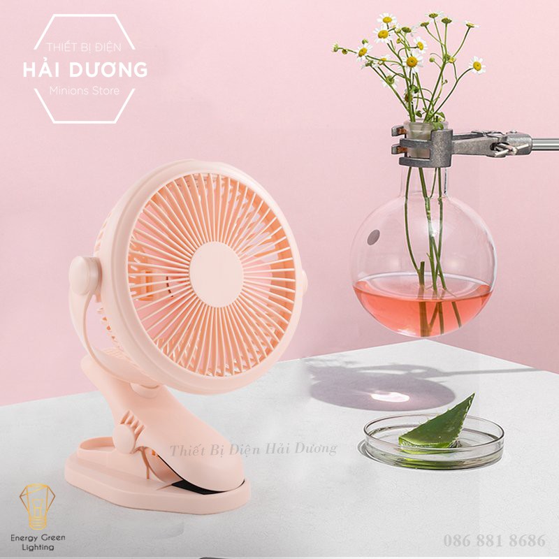 Quạt Kẹp Mini Sạc Tích Điện Đa Năng JD-298 - Chuyên dùng cho xe đẩy em bé - Văn phòng công sở - Pin 4000mAh - 3 Màu