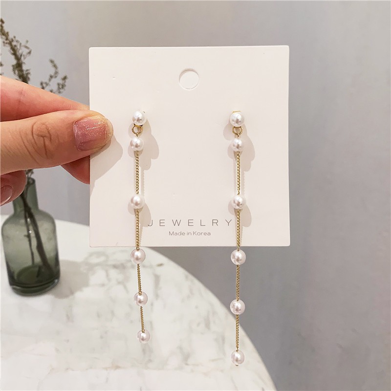 Bông tai ngọc trai nhân tạo tua rua cá tính MS232