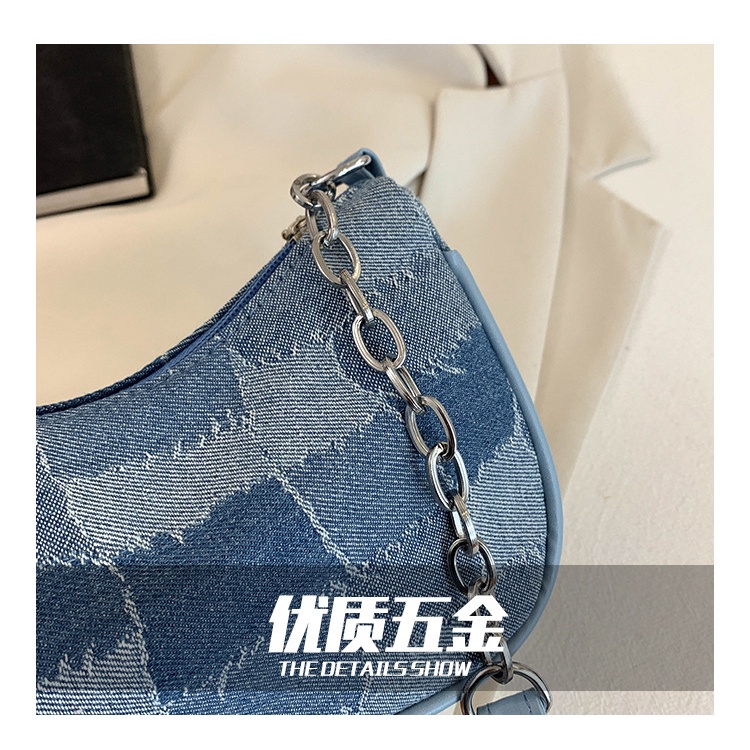Túi xách JASMIN NOIR vải denim phối dây xích thời trang cho nữ