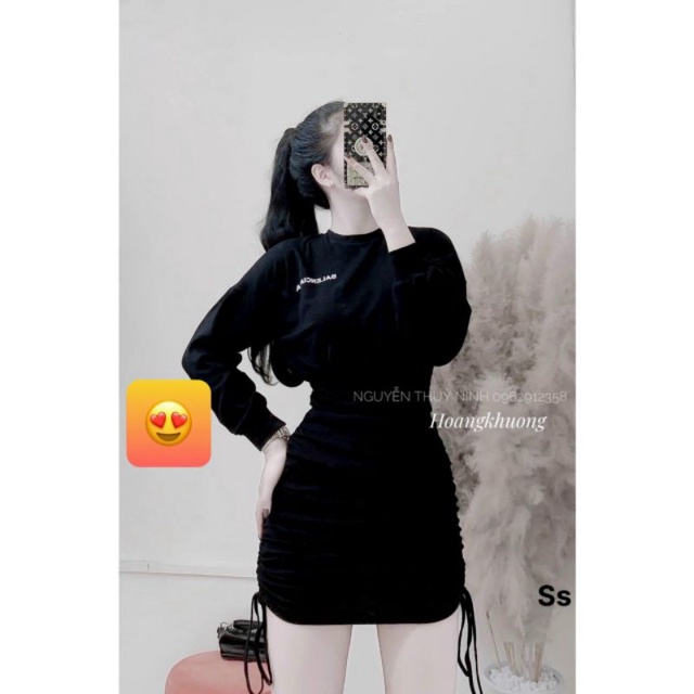 Váy body tay dài rút dây siêu xinh